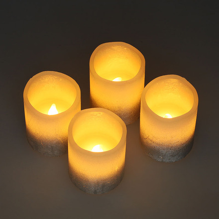 Solight sada LED svíček s časovačem, 4x svíčka, 6,5cm, stříbrná barva, 4xCR2032 součástí 1V284