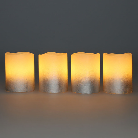 Solight sada LED svíček s časovačem, 4x svíčka, 6,5cm, stříbrná barva, 4xCR2032 součástí 1V284