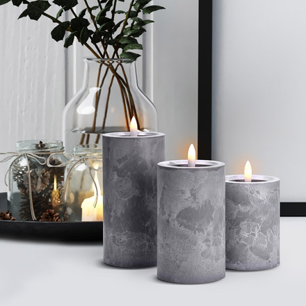 Solight sada LED svíček s časovačem, 3x svíčka, 10/13/15cm, šedá, 2xAA 1V285