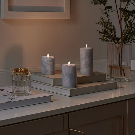 Solight sada LED svíček s časovačem, 3x svíčka, 10/13/15cm, šedá, 2xAA 1V285