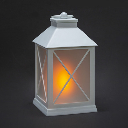 Solight LED vánoční lucerna bílá, 20cm, časovač, 2x AA 1V288