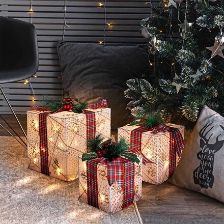 Solight sada 3 LED vánočních dárků, 48x LED, IP44, 230V 1V291