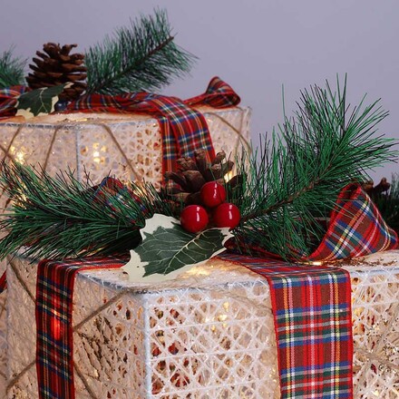 Solight sada 3 LED vánočních dárků, 48x LED, IP44, 230V 1V291