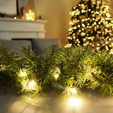 Solight LED vánoční girlanda s jehličím, 7m, 112x LED, časovač, 230V, IP44 1V299