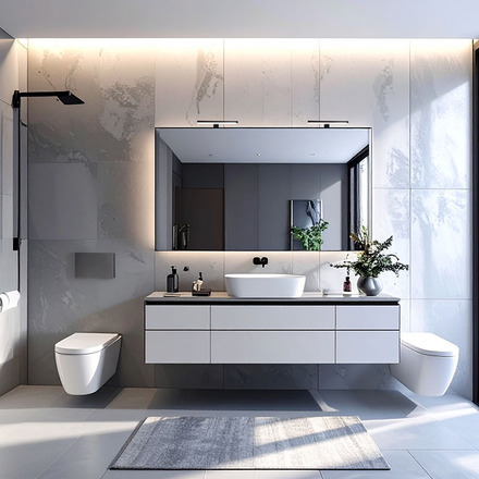 Solight LED koupelnové osvětlení nad zrcadlo 3v1, 7W, 455lm, 4000K, IP44, 40cm, černá WO827-BLK