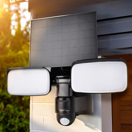 Solight LED solární osvětlení se senzorem, 9W, 850lm, 4000K, Li-Ion, černá WO7203