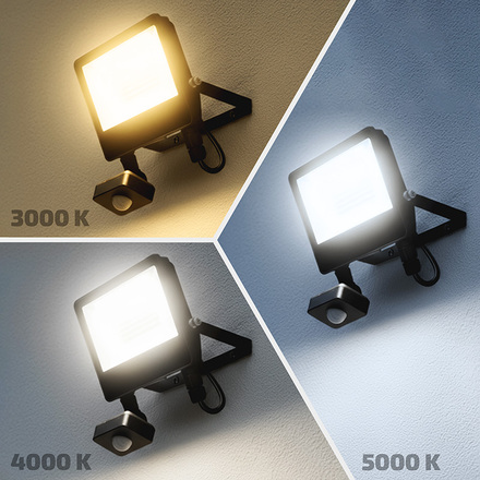 Solight LED reflektor se senzorem TOP, 30W, max. 3900lm, 3CCT, volitený výkon 100/66%, IP65, rychlospojka WM-30WS-T