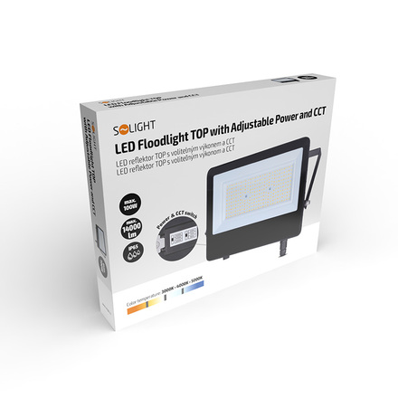 Solight LED reflektor TOP, 100W, max. 14000lm, 3CCT, volitený výkon 100/75/50%, IP65, rychlokonektor WM-100W-T