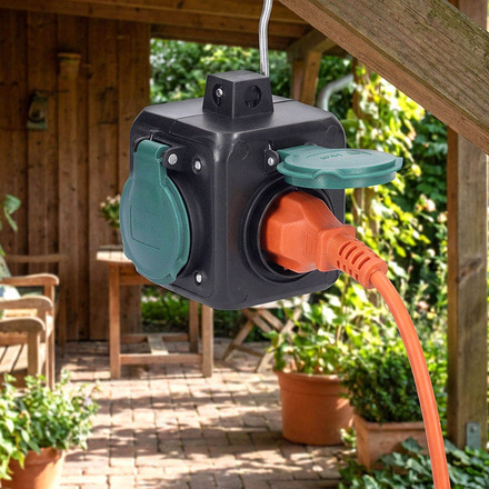 Solight prodlužovací přívod kostka 3m, 3 zásuvky IP44, 3 x 1mm2, kabel guma H05RR-F PP325