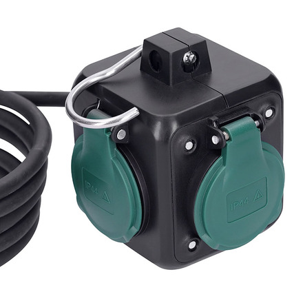 Solight prodlužovací přívod kostka 5m, 3 zásuvky IP44, 3 x 1.5mm2, kabel guma H05RR-F PP326