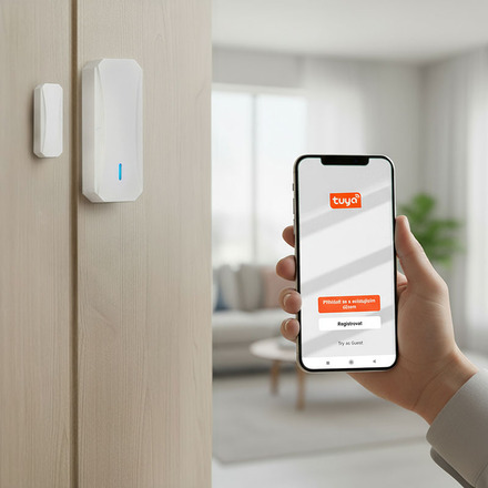 Solight smart WiFi hlásič pohybu/gong, magnet čidlo na dveře, napájení ze zásuvky, bílý 1D23WIFI