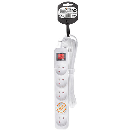Solight prodlužovací přívod, 5 zásuvek, bílý, vypínač, 2m PP51
