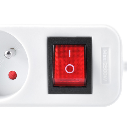 Solight prodlužovací přívod, 5 zásuvek, bílý, vypínač, 1,5m PP50