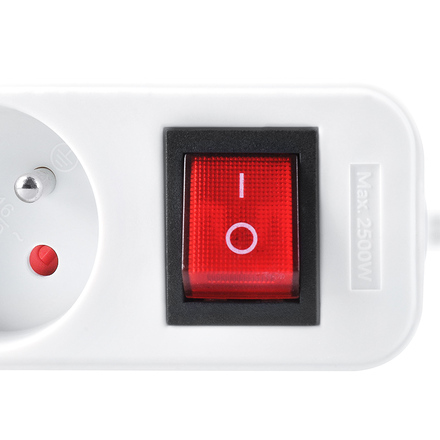 Solight prodlužovací přívod, 6 zásuvek, bílý, vypínač, 5m PP73