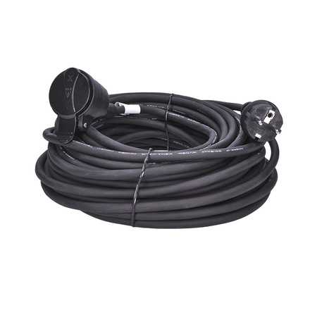 Solight prodlužovací přívod - spojka, 1 zásuvka, 20m, 3 x 1,5mm2, gumová, černá PS32