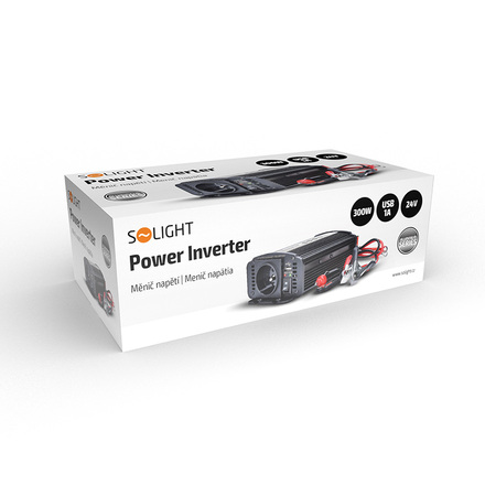 Solight invertor 12V, USB 500mA, kovový, černý, max. zatížení: 300W IN06