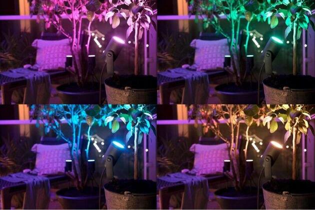 Hue LED White and Color Ambiance Venkovní spotové zemní/ nástěnné svítidlo Philips Lily 17428/30/P7 černé s adaptérem