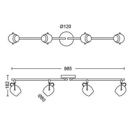 LED Bodové svítidlo Philips Rivano 50614/30/P0 4x4,3W černé 2700K