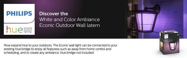 Hue LED White and Color Ambiance Venkovní nástěnné svítidlo Philips Econic 17440/30/P7 černé 2200K-6500K RGB