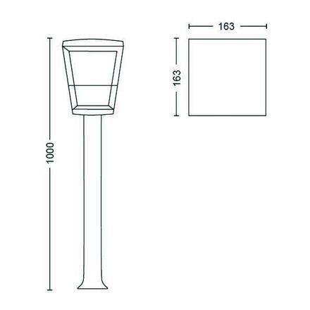 Hue LED White and Color Ambiance Venkovní sloupkové svítidlo Philips Econic 17442/30/P7 černé 100cm 2200K-6500K RGB