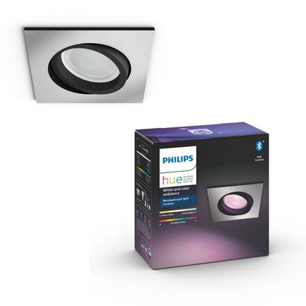 Hue Bluetooth White and Color Ambiance zápustné svítidlo Philips Centura 50551/48/P7 stříbrné hranaté GU10 5.7W