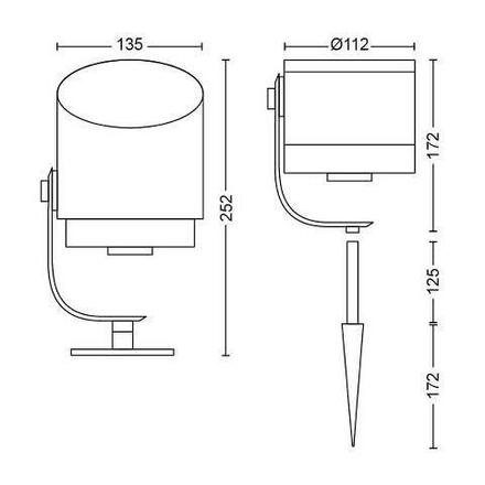 Hue LED White and Color Ambiance Venkovní zapichovací svítidlo Philips Lily XL 17462/30/P7 1x15W 24V