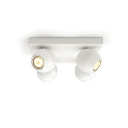 Hue White Ambiance Bodové svítidlo Philips Buckram BT 50474/31/P6 LED GU10 4x5W 4x350lm 2200-6500K 230V, bílé s dálkovým ovladačem a Bluetooth