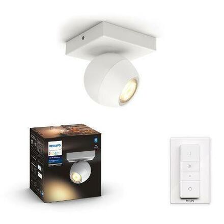 Hue White Ambiance Bodové svítidlo Philips Buckram BT 50471/31/P6 LED GU10 1x5W 350lm 2200-6500K 230V, bílé s dálkovým ovladačem a Bluetooth