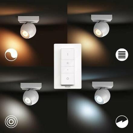 Hue White Ambiance Bodové svítidlo Philips Buckram BT 50471/31/P6 LED GU10 1x5W 350lm 2200-6500K 230V, bílé s dálkovým ovladačem a Bluetooth