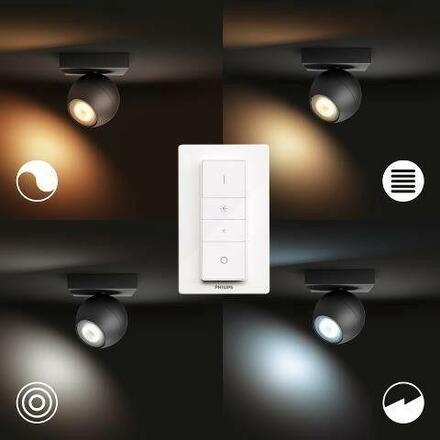 Hue White Ambiance Bodové svítidlo Philips Buckram BT 50471/30/P6 LED GU10 1x5W 350lm 2200-6500K 230V, černé s dálkovým ovladačem a Bluetooth