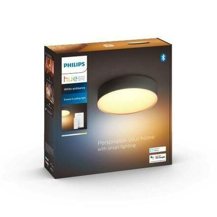 Hue Bluetooth LED White Ambiance Stropní svítidlo Philips Enrave S 41158/30/P6 9,6W 1220lm 2200-6500K IP20 26,1cm černé, stmívatelné s dálkovým ovladačem