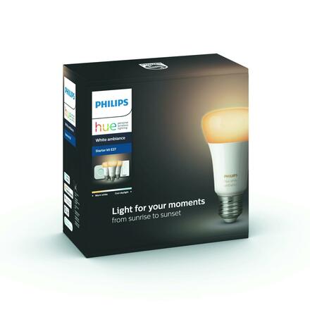 Hue Bluetooth LED White Ambiance základní sada LED žárovka 3xE27 A19 9.5W 806lm 2200K-6500K + bridge + dimmer switch