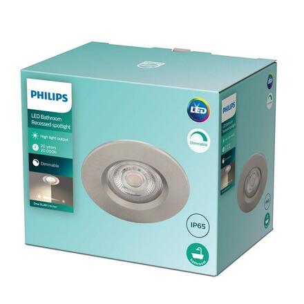 LED Zapuštěné bodové svítidlo Philips DIVE SL261 8718699755669 5W 350lm 2700K IP65 niklové stmívatelné