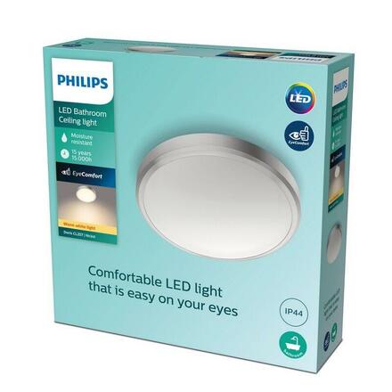 LED Koupelnové stropní přisazené svítidlo Philips DORIS CL257 8718699758929 17W 1500lm 2700K IP44 31,3cm niklové