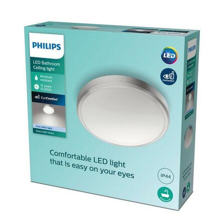 LED Koupelnové stropní přisazené svítidlo Philips DORIS CL257 8718699758943 17W 1700lm 4000K IP44 31,3cm niklové
