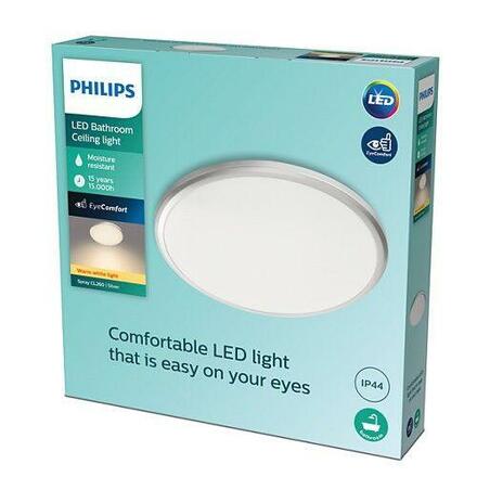 LED Koupelnové stropní a nástěnné svítidlo Philips SPRAY CL260 8718699777319 12W 1200lm 2700K IP44 28,7cm stříbrné