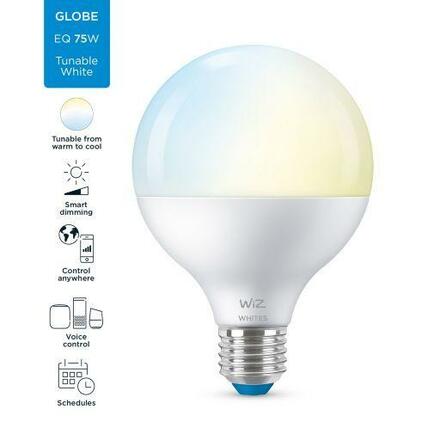 LED Žárovka WiZ Tunable White Globe 8718699786335 E27 G95 11-75W 1055lm 2700-6500K, stmívatelná