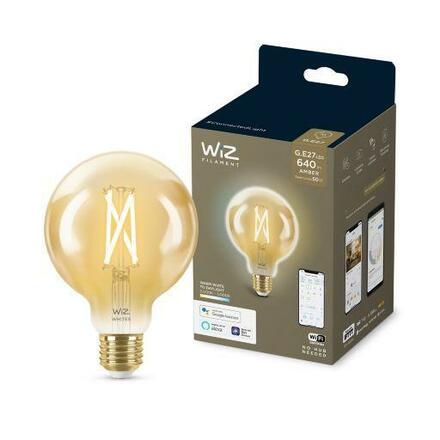 LED Žárovka WiZ Tunable White Filament Amber 8718699786793 E27 G95 6,7-50W 640lm 2000-5000K, stmívatelná