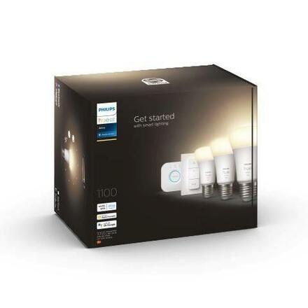 Hue Bluetooth LED White set 3ks žárovek Philips + Hue Bridge můstek + dálkový ovladač Hue Switch 8719514289130 E27 A60 9,5W 1055lm 2700K stmívatelné