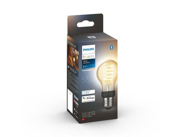 Hue Bluetooth LED White Ambiance filamentová žárovka Philips 8719514301429 E27 A60 7W 550lm 2200-4500K černá, stmívatelná