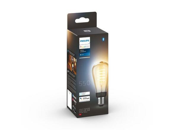 Hue Bluetooth LED White Ambiance filamentová žárovka Philips 8719514301467 E27 ST64 7W 550lm 2200-4500K černá, stmívatelná