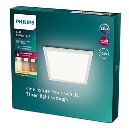 LED Stropní přisazený panel Philips Superslim Touch CL560 8719514326620 12W 1100lm 2700K IP20 30cm bílý, 3-krokové stmívání