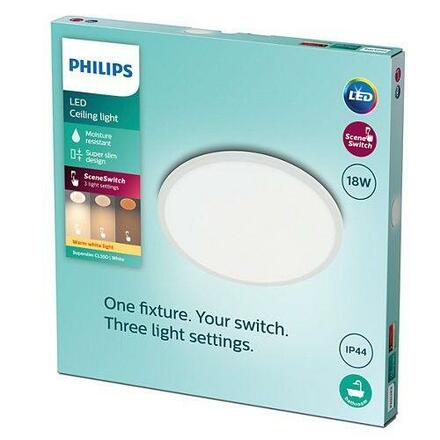 LED Koupelnové stropní svítidlo Philips Superslim CL550 8719514327269 18W 1500lm 2700K IP44 30cm bílé, 3-krokové stmívání