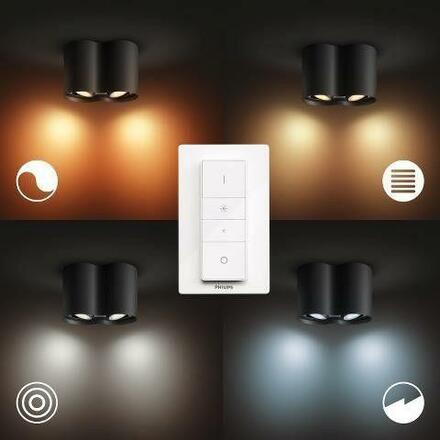 Hue White Ambiance Stropní bodové svítidlo Philips Pillar BT 8719514338425 LED GU10 2x5W 2x350lm 2200-6500K 230V, černé s dálkovým ovladačem a Bluetooth