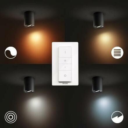 Hue White Ambiance Stropní bodové svítidlo Philips Pillar BT 8719514338449 LED GU10 1x5W 350lm 2200-6500K 230V, černé s dálkovým ovladačem a Bluetooth