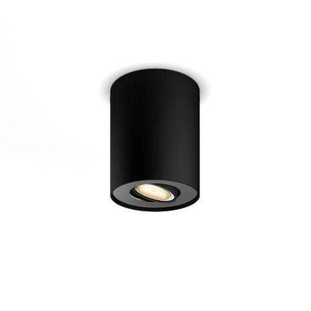 Hue White Ambiance Stropní bodové svítidlo Philips Pillar BT 8719514338449 LED GU10 1x5W 350lm 2200-6500K 230V, černé s dálkovým ovladačem a Bluetooth