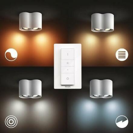 Hue White Ambiance Stropní bodové svítidlo Philips Pillar BT 8719514338463 LED GU10 2x5W 2x350lm 2200-6500K 230V, bílé s dálkovým ovladačem a Bluetooth