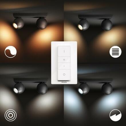 Philips HUE WA Buckram bodové LED svítídlo 2x GU10 5W 350lm 2200-6500K IP20, černé + ovladač