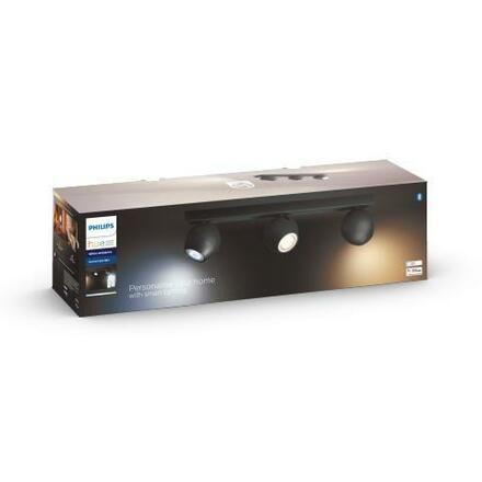 Philips HUE WA Buckram bodové LED svítidlo 3x GU10 5W 350lm 2200-6500K IP20, černé + ovladač