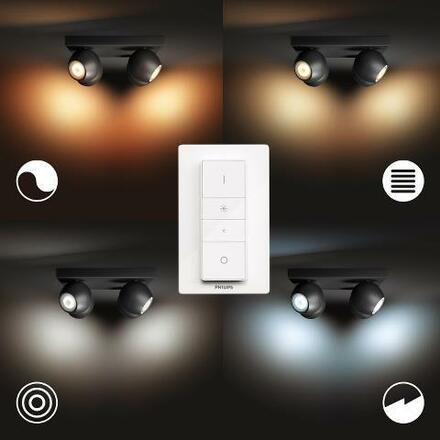 Philips HUE WA Buckram bodové LED svítidlo 4x GU10 5W 350lm 2200-6500K IP20, černé + ovladač